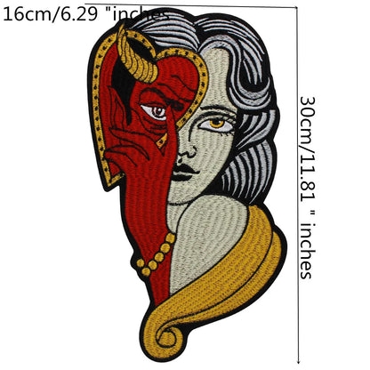 Embroidered Beauty Sexy Red Rose Love face Girl Patch Iron On Embroidered Patches for Clothes