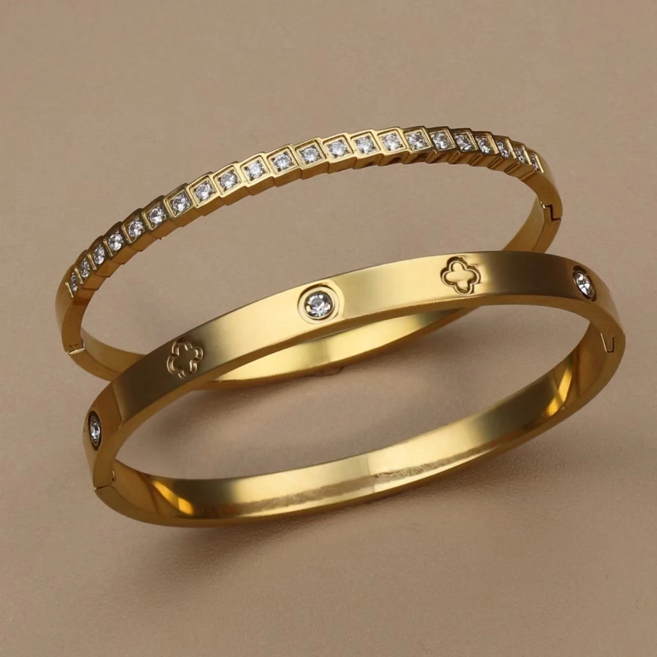Fashion Stainless Steel Crystal Gold Color Women Bracelet Bangle Party Gift