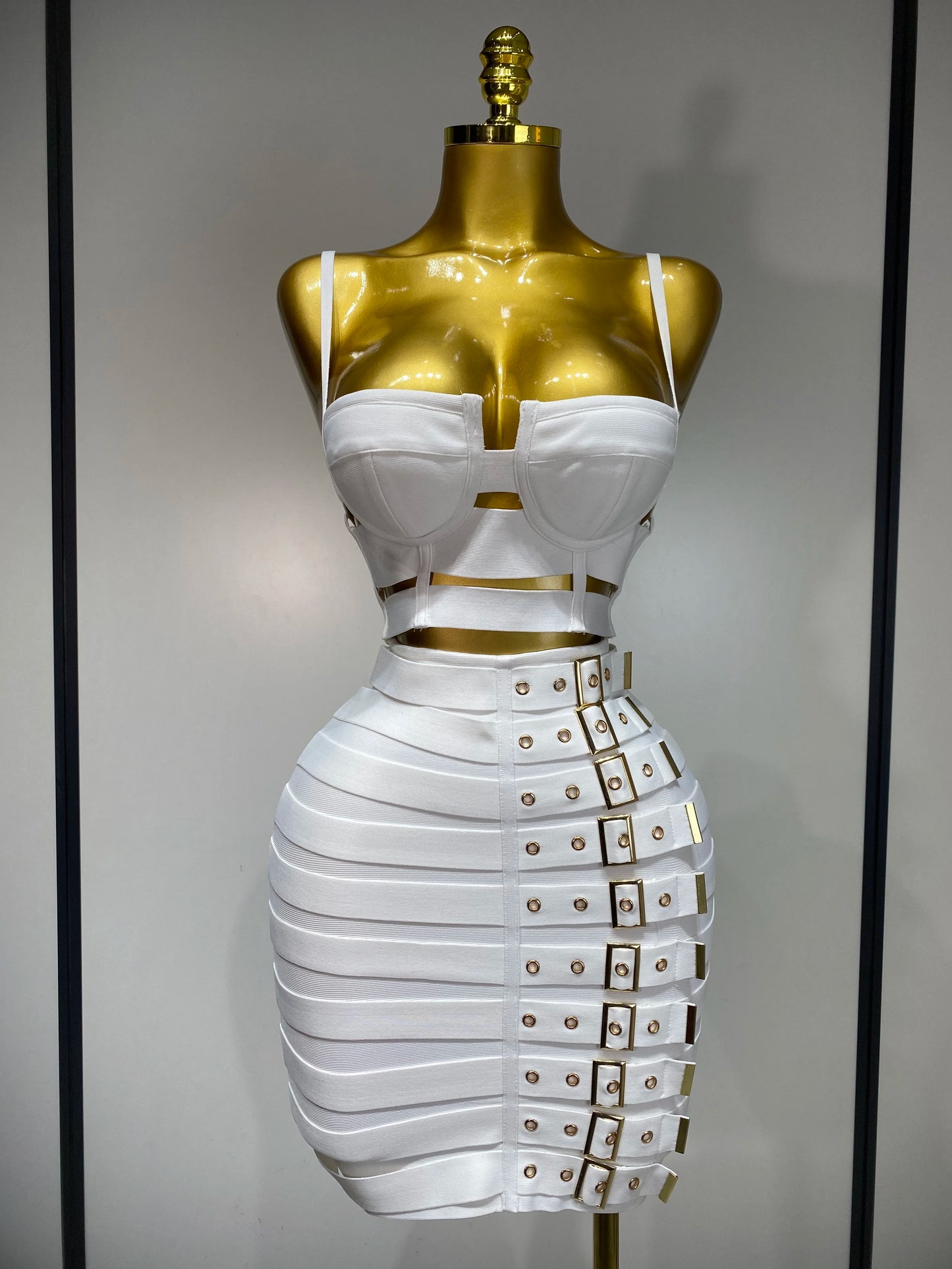 Sexy Cut Out Mini Bandage Two Piece Celebrity Evening Birthday Club Party Skirt Dress