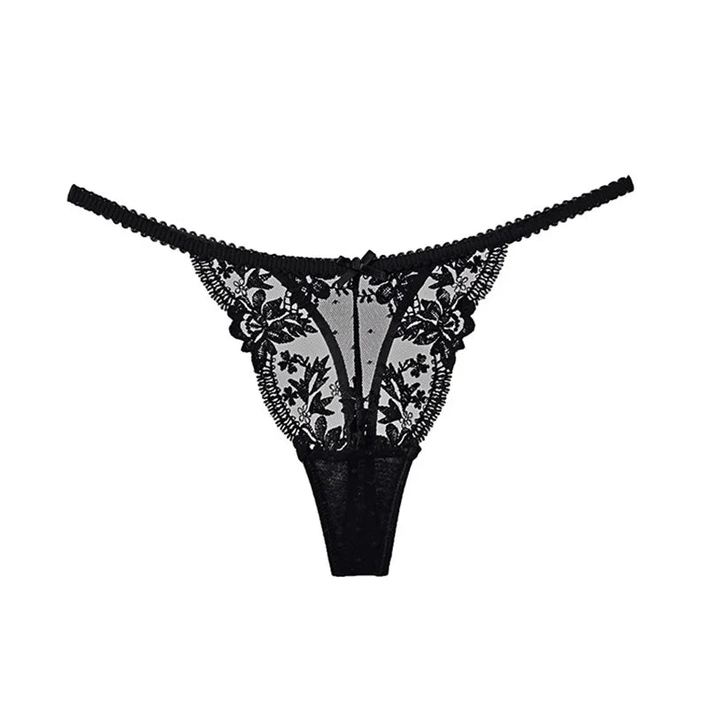 Women Lace Underwear Briefs Breathable G--String Seamless Low Waist Hollow Out Thong Panties