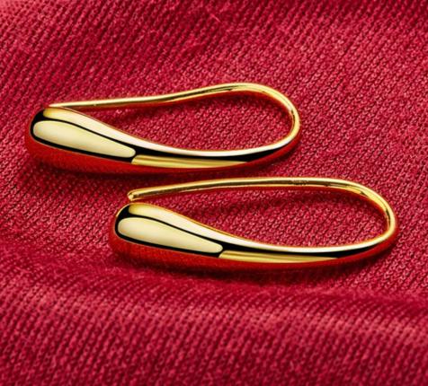 18K Gold Water Droplets/Raindrops Woman Wedding Engagement Charm Stud Earrings