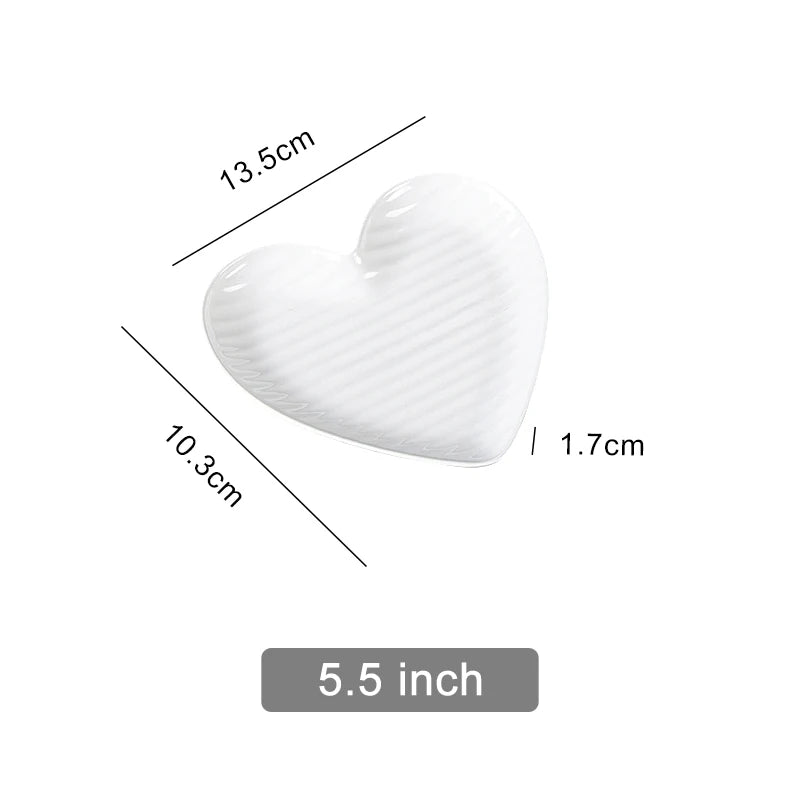 Nordic Creative Heart Shape Dipping Porcelain Salad Dessert Plate Tableware Snack Bowls Dish