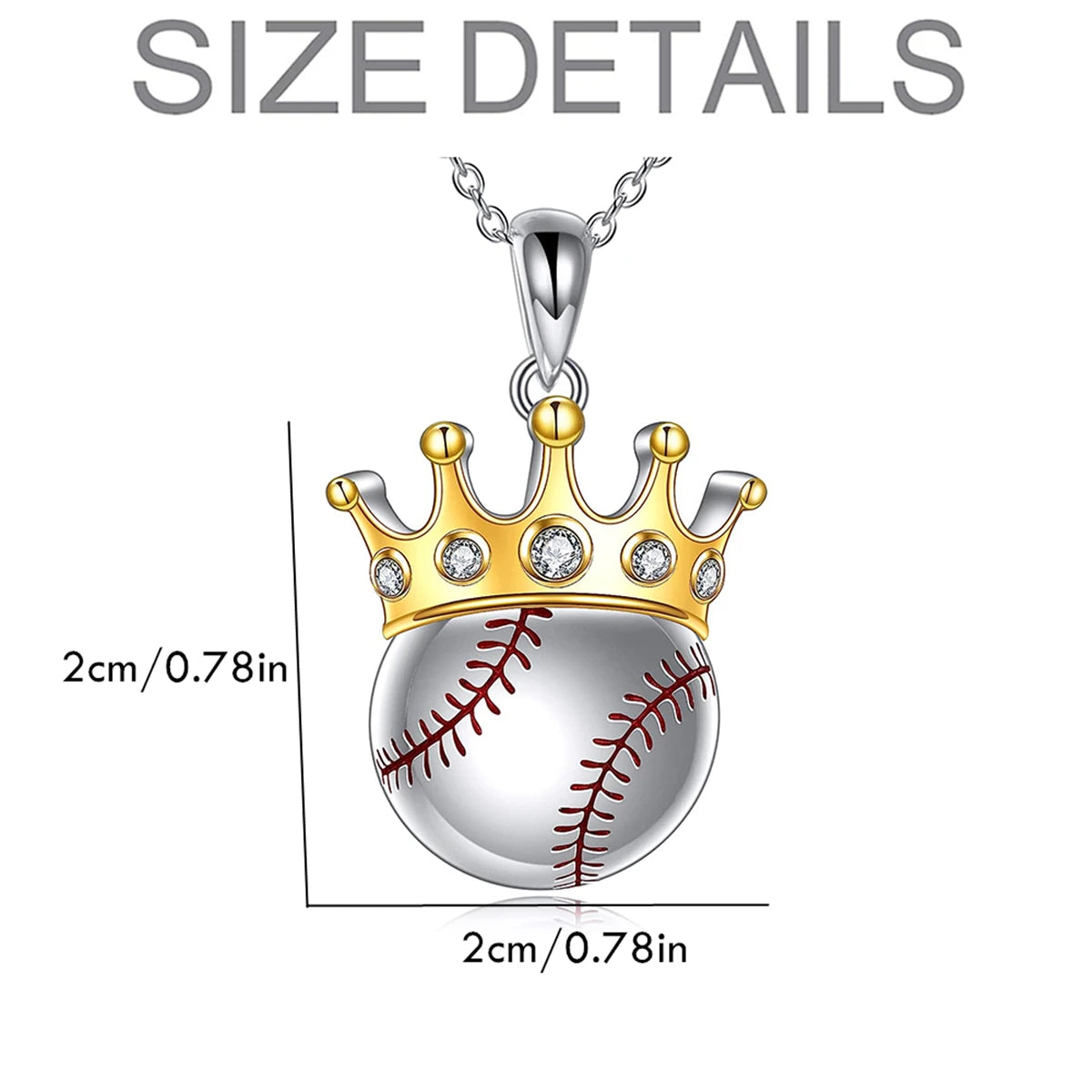 Women Fashionable Boys Youth Sports Style Baseball Crown Pendant Necklace Gifts