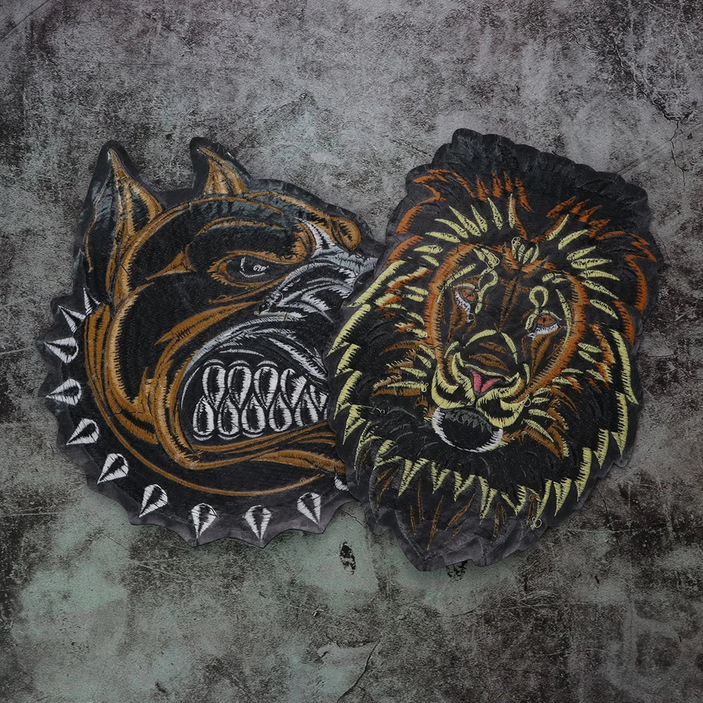 1Set Lion Dog Embroidery Patch Appliques Iron on Patches Badge Clothes Sewing