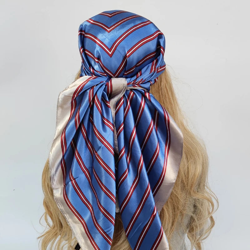 90cm Women Four Seasons Square Silk Satin Bandana Wrap Shawl Scarves Scarfs Spk3