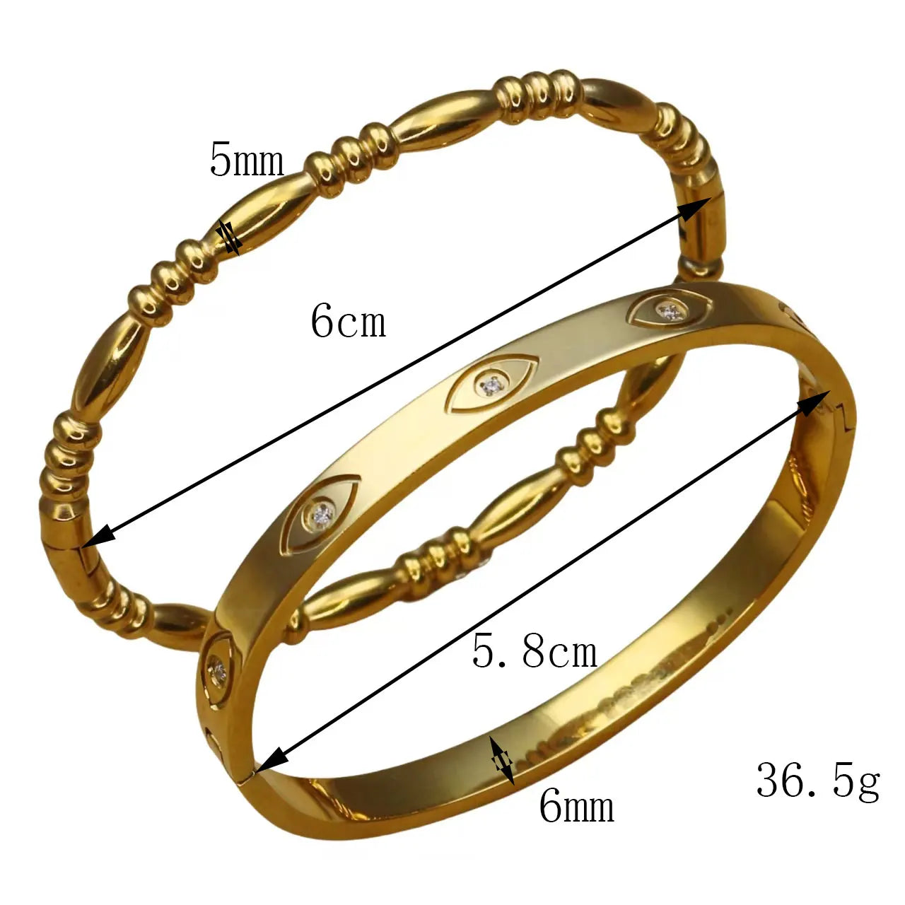 Fashion Stainless Steel Crystal Charm Gold Color Bracelet Women's Bangle