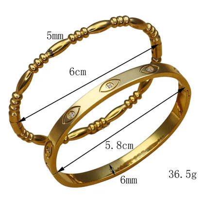 Fashion Stainless Steel Crystal Charm Gold Color Bracelet Women's Bangle