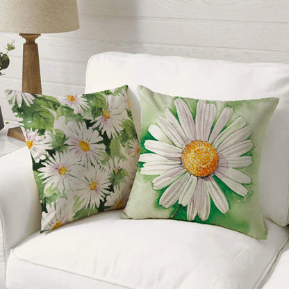 18 X 18 Inch Daisy Flower Design Sofa Cushion Plant Pattern Pillowcase Cover Decor