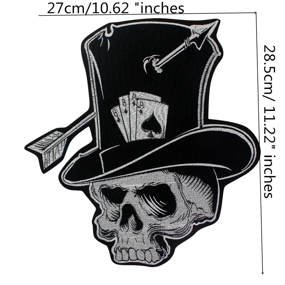 Poker Ace of Spades Embroidery Skull Iron Patch For Clothing Patches Punk Appliques sewing Sticker