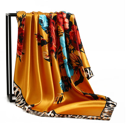 90*90cm Women Four Seasons Square Silk Satin Bandana Wrap Shawl Scarves Scarfs ggk7