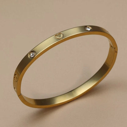 Fashion Stainless Steel Crystal Gold Color Women Bracelet Bangle Party Gift