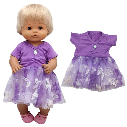 16 Inch Small Doll Clothes T-shirt 38cm Baby Fashion Denim Shorts