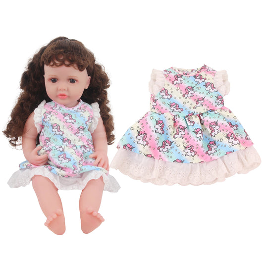 55cm Colorful Unicorn Doll Dress For 22 Inches Reborn Girls Baby Dress Skirt Clothing Toys Wear