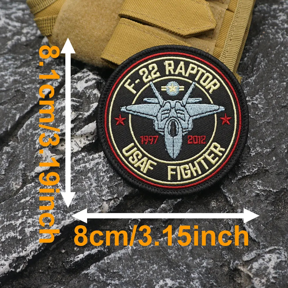 F-22 RAPTOR USAF FIGHTER Embroidered Patch Iron-On Sewing Clothes Patches Applique
