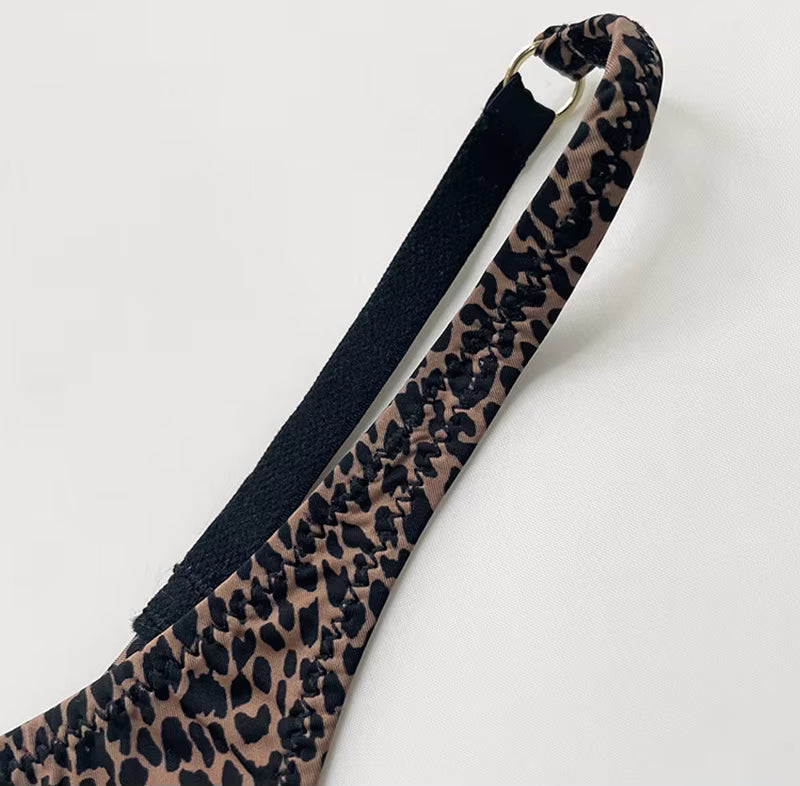Sexy Women Ice Silk Low Waist G-String Leopard Flower Thong T-back Underwear Panties Briefs