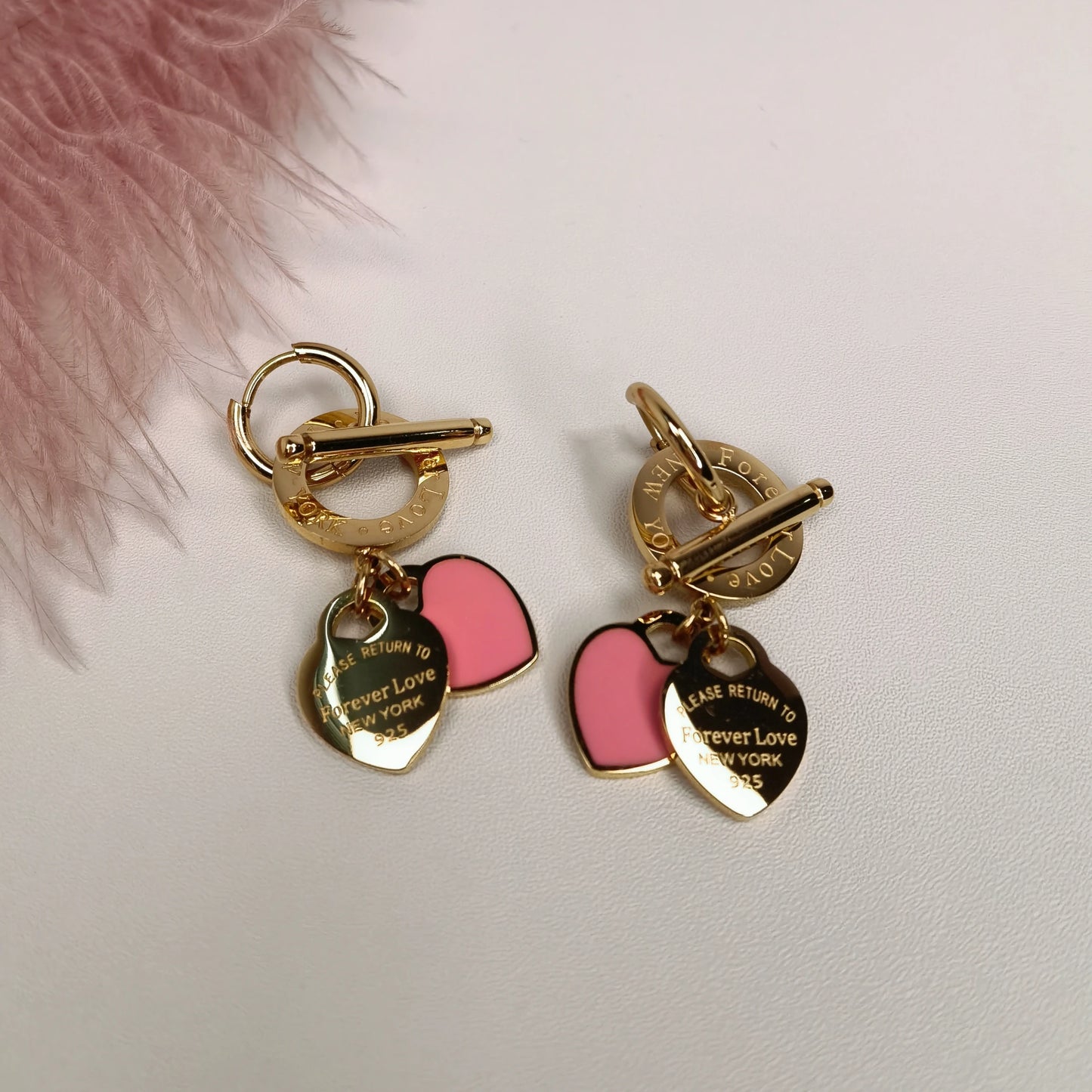 Women Fashion Stainless Steel Heart-Shaped Pendant Love Earrings
