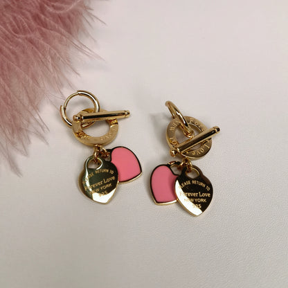 Women Fashion Stainless Steel Heart-Shaped Pendant Love Earrings