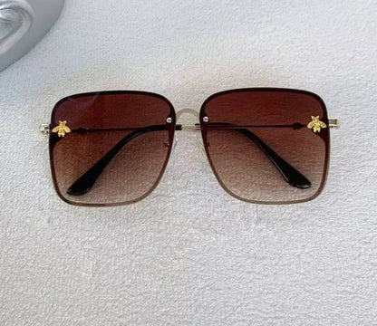 Men Women Fashion Designer Oversized Rimless Square Bee Sunglasses Gradient Sunglasses UV400