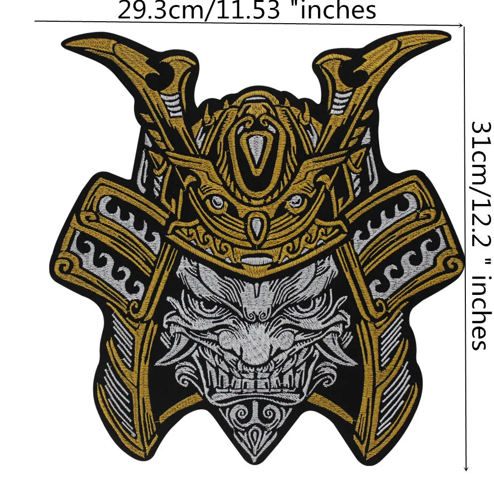 Japan Samurai Embroidery Double Sword Vikings Warrior Military Armband Tactical Emblem Patch Appliques Iron on Patches Badge Clothes Sewing