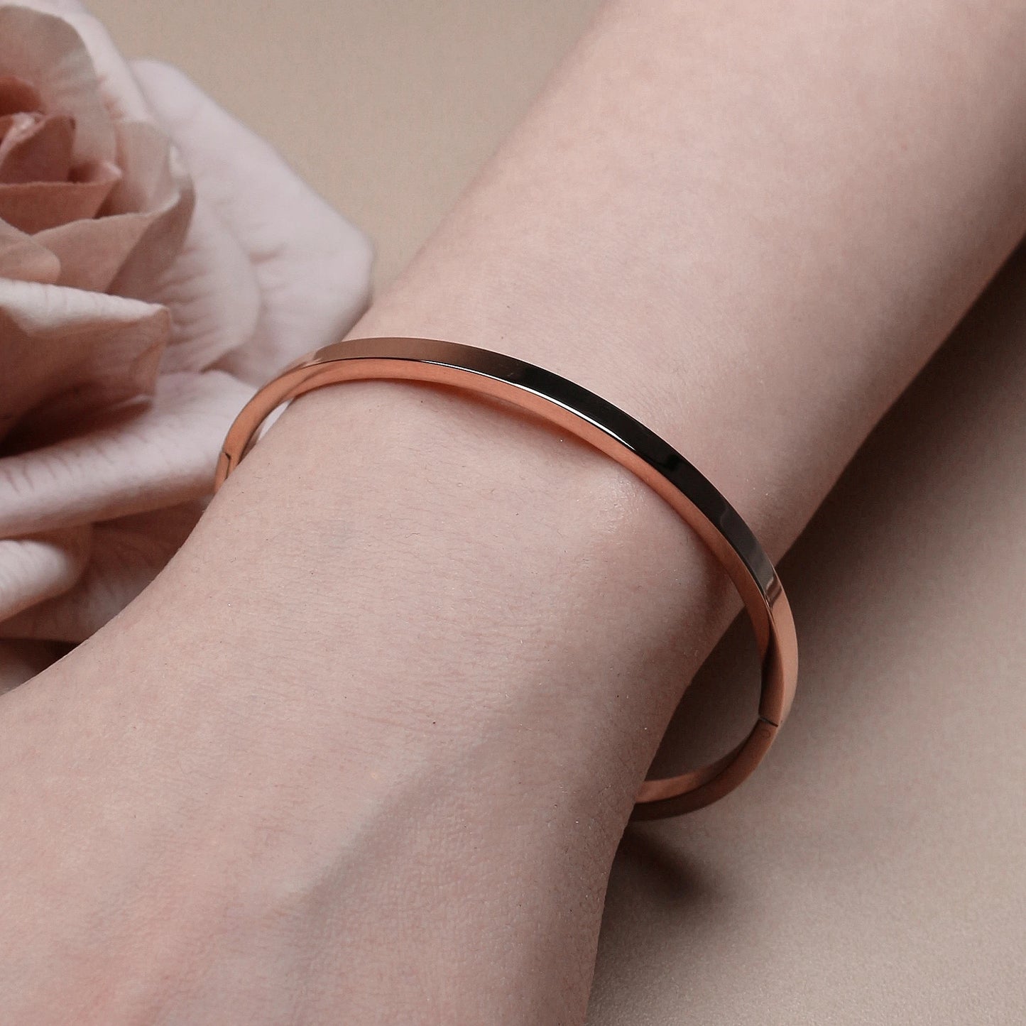 18K Gold Plated Stainless Steel Polished Zircon 50MM Bangles Bracelet