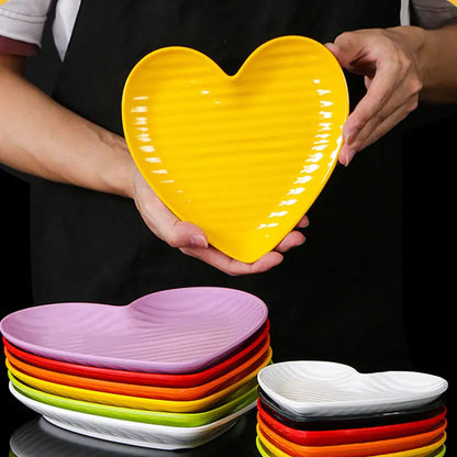 Nordic Creative Heart Shape Dipping Porcelain Salad Dessert Plate Tableware Snack Bowls Dish