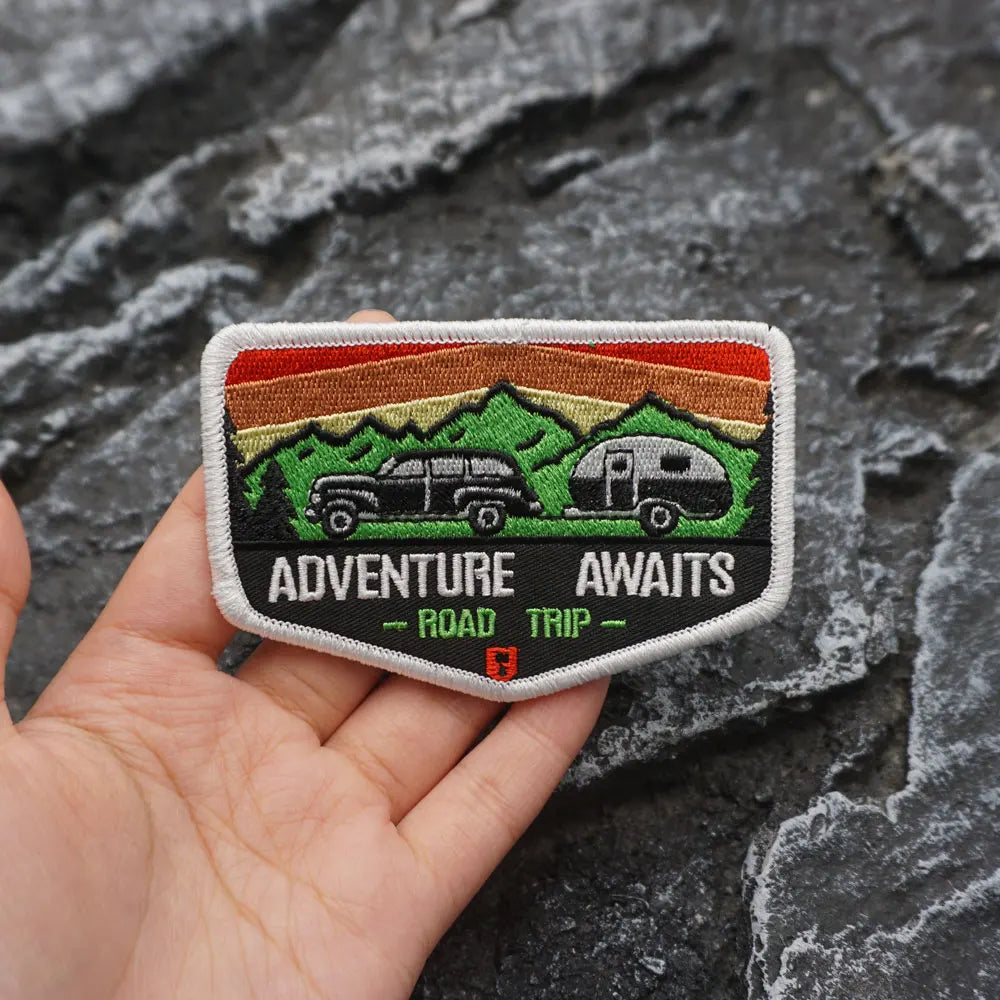 Adventure Awaits Embroidered Patch Iron on / Sew Applique Patches