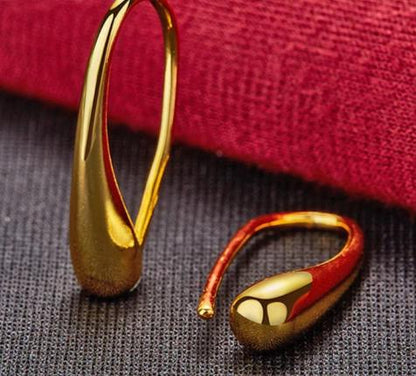 18K Gold Water Droplets/Raindrops Woman Wedding Engagement Charm Stud Earrings