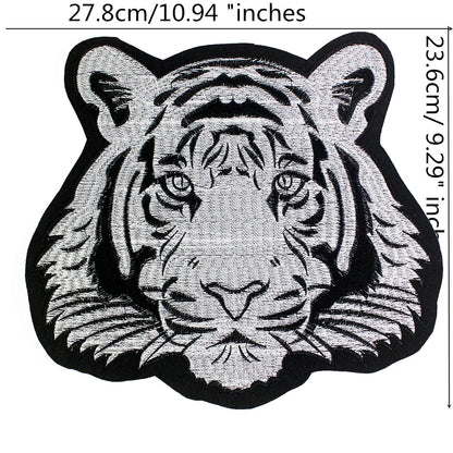 Large-size biker Punk Motorcycle Embroidered Tiger Skeleton Patch Appliques Iron on Patches Badge Clothes Sewing