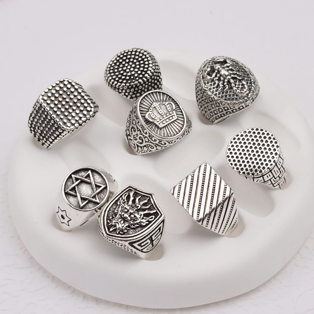 Wholesale 20Pcs/lot Vintage Square Mix Style Retro Punk  Rings