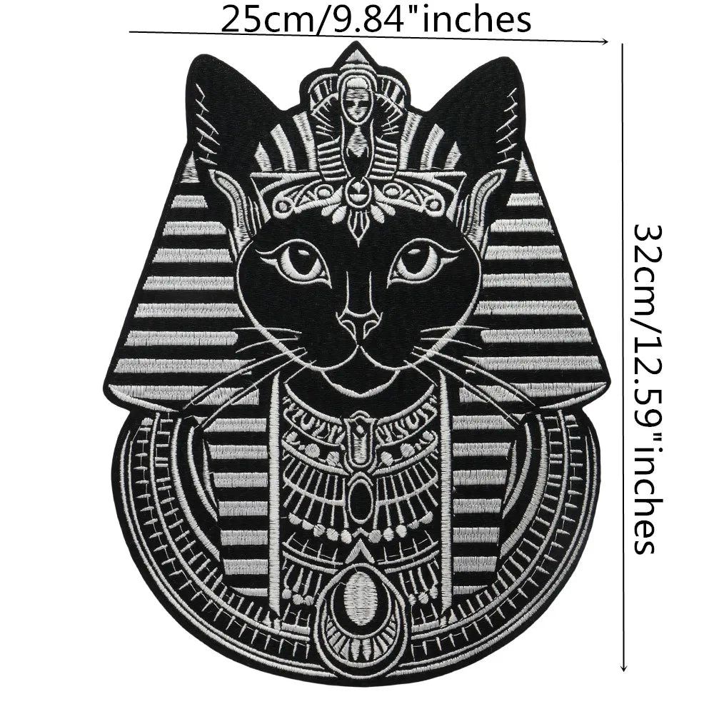 Large Black Noble Animal Cat Patch Embroidered Patches Iron on Clothing Backpack Badges Twill Craft Stickers