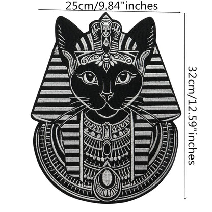 Large Black Noble Animal Cat Patch Embroidered Patches Iron on Clothing Backpack Badges Twill Craft Stickers
