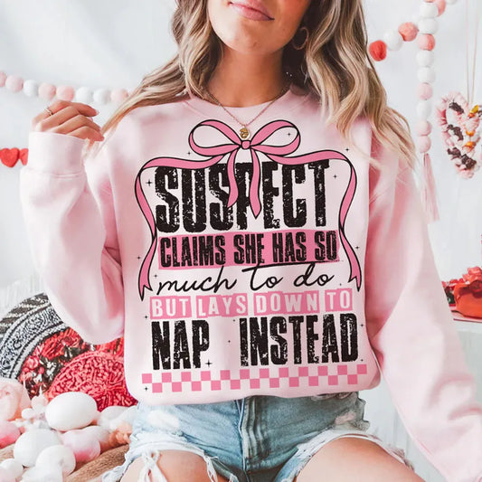 Suspect Claims She Put Her Crazy Away Iron-On Heat Transfer Sticker Decal T-shirts Sweatshirts Bag Clothes Fabric Decor