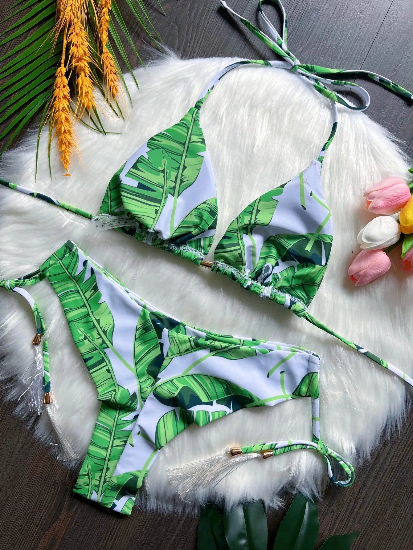 Sexy Print Bandage Bikini Swimsuit Two-piece Triangle Swimwear Brazilian Bathing Suit