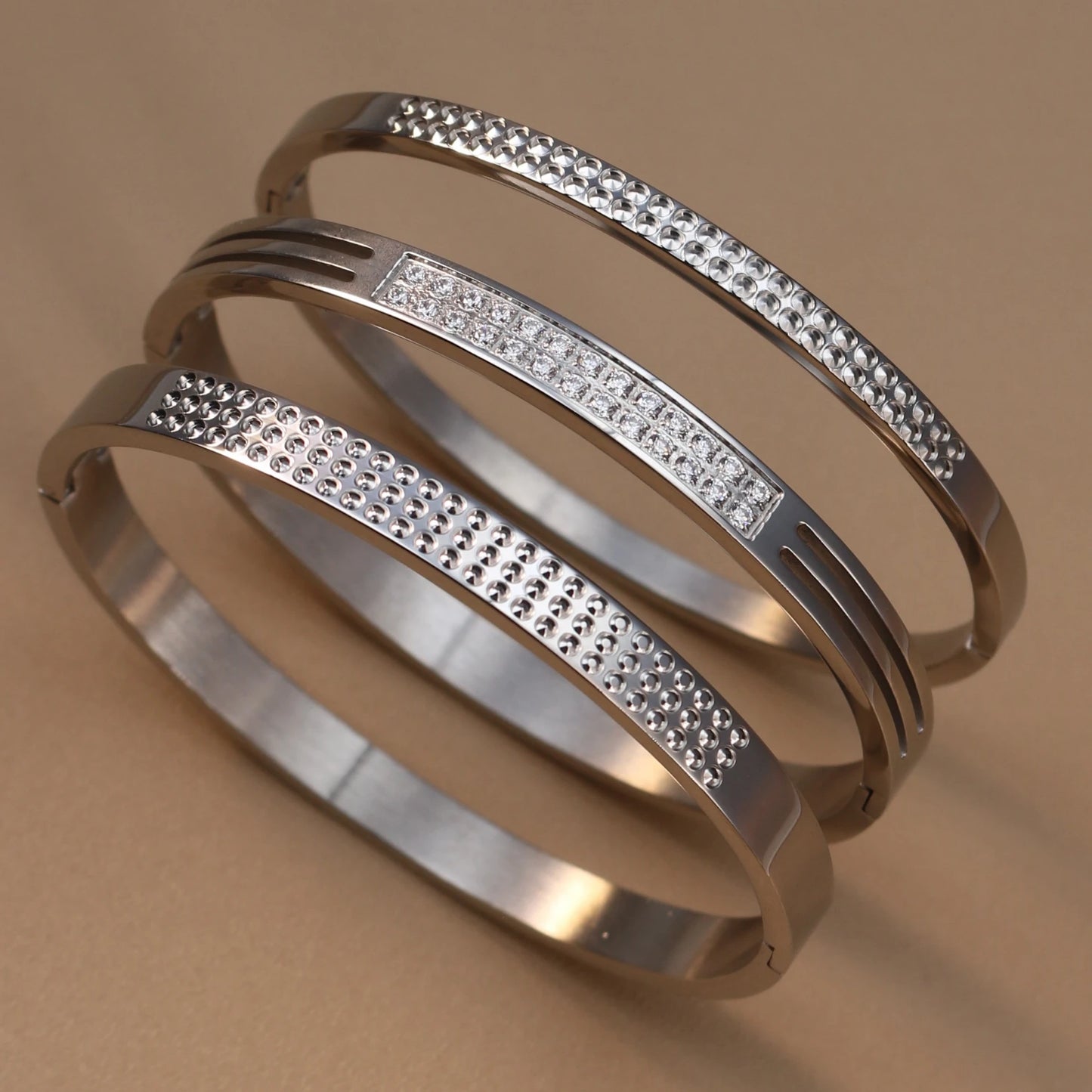 Stainless Steel 18K Gold Plated Zircon Women's Bracelet Bangles Gifts