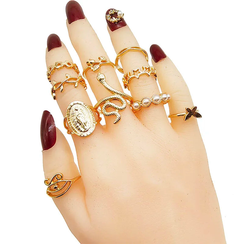 30pcs/Lot Wholesale Big Flower Cutout Skull Spider Animal Leaf Love Snake Finger Rings