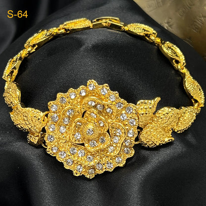 Brazilian 24K Gold Plated Women Dubai Indian African Bridal Wedding Big Pendant Necklace Earringsaf
