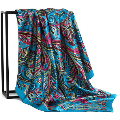 90cm Women Four Seasons Square Silk Satin Bandana Wrap Shawl Scarves Scarfs kfy1