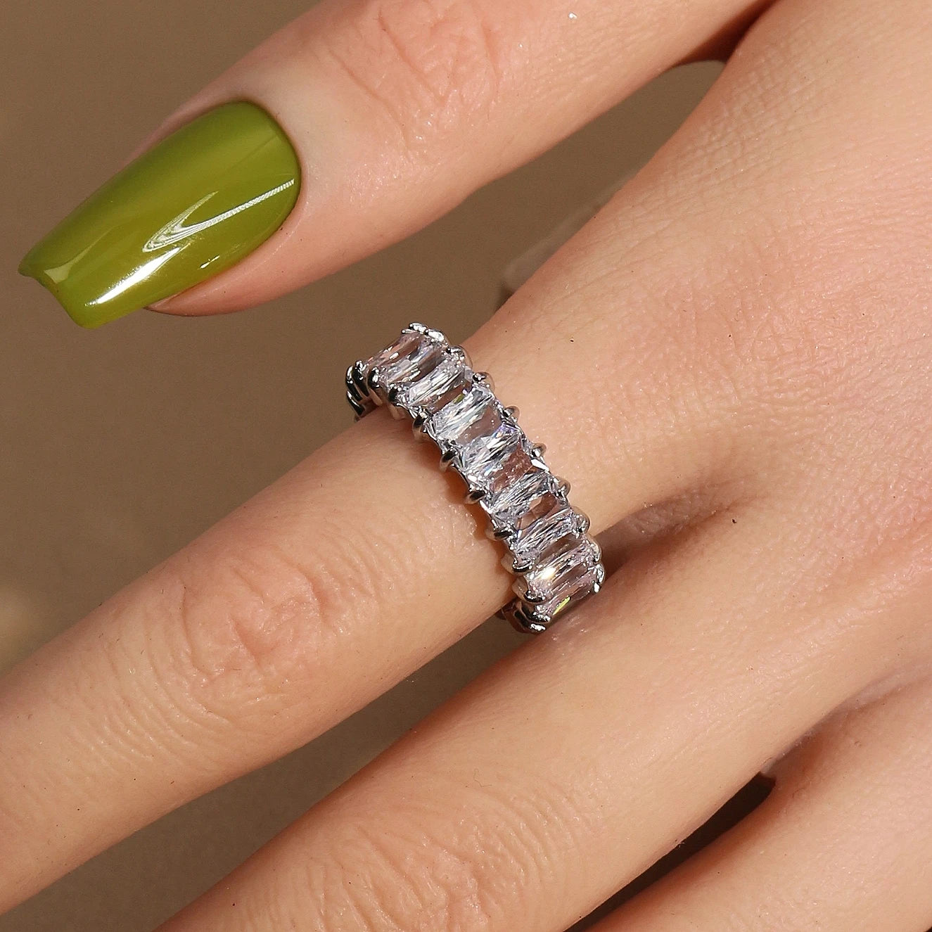square zircon stainless steel plated 18K gold color Women's Wedding Ring