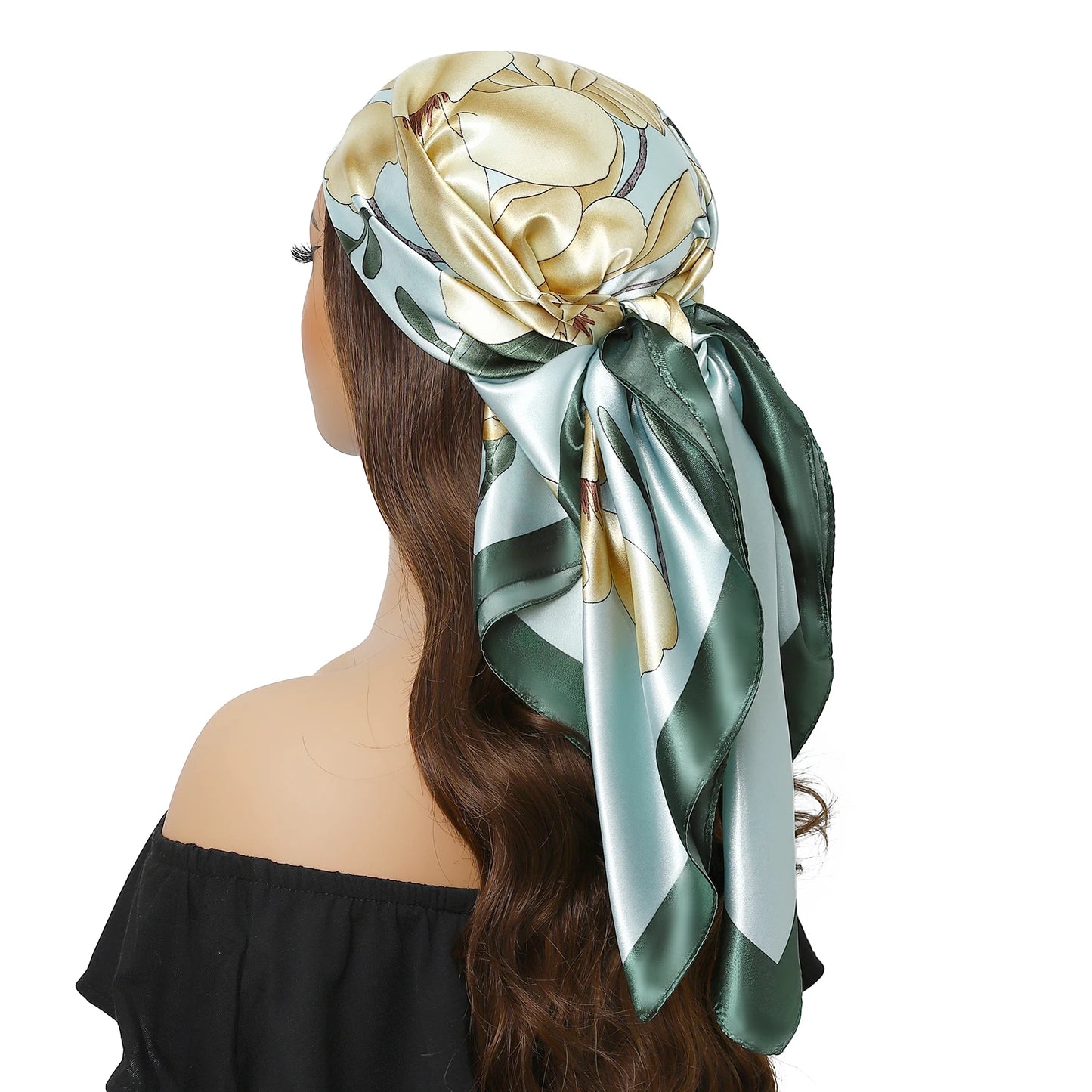 90cm Women Four Seasons Square Silk Satin Bandana Wrap Shawl Scarves Scarfs Spk8