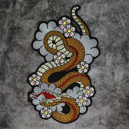 Embroidered Dragon Flower Patch Appliques Iron on Patches Badge Clothes Sewing