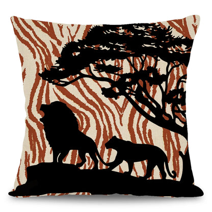 African Tribal Stylish Animal Giraffe Lion Elephant Vintage Sofa Cushion Pillowcase Cover