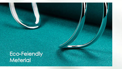 925 Sterling Silver Double Circle Line Woman Wedding Engagement Fashion Charm Party Bangle Bracelet