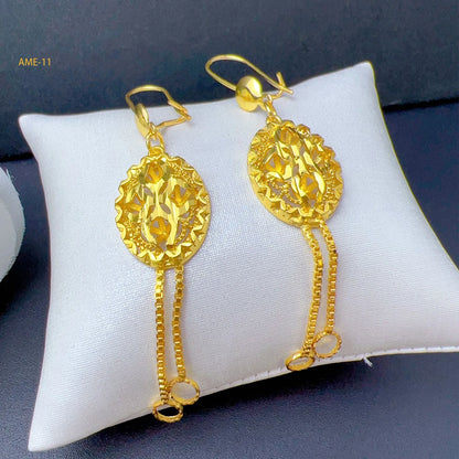 Dubai Ethiopia Tassel Gold Color African Women Bridal Wedding Drop Earrings