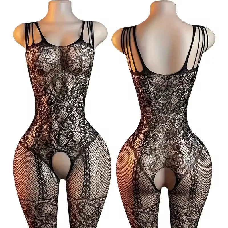Sexy Open Crotch Bodystockings Fishnet Underwear Transparent Bodysuit Catsuit Cosplay Lingerie
