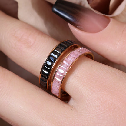 2-In-1 Women Rose Gold-Plated Stainless Steel Crystal Earrings Ring Jewelry Set