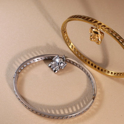 Small Elephant Hollow Stainless Steel 18K Gold Plated Bracelet Jewelry