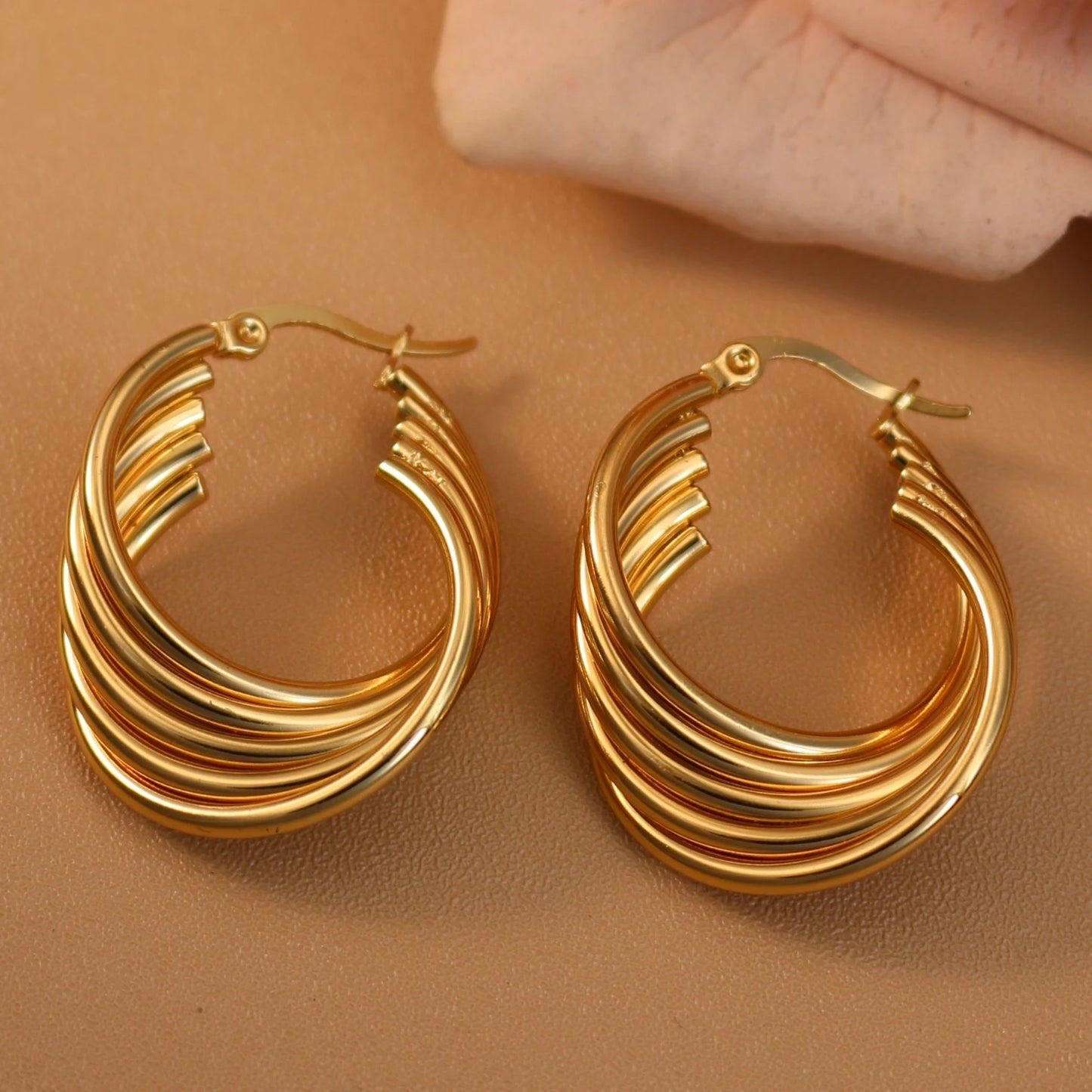 Women 18K Gold Plated Stainless Steel Fashion Wedding Party Earrings Jewelry Party Gift