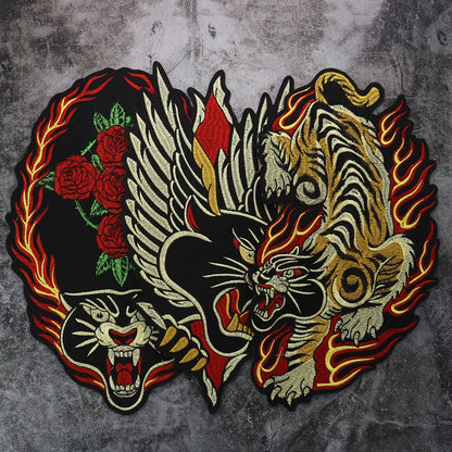 Golden Torch Leopard Embroidery Patch Appliques Iron on Patches Badge Clothes Sewing