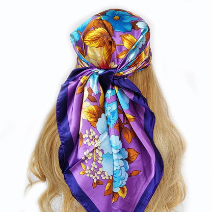 90cm Women Four Seasons Square Silk Satin Bandana Wrap Shawl Scarves Scarfs gk2