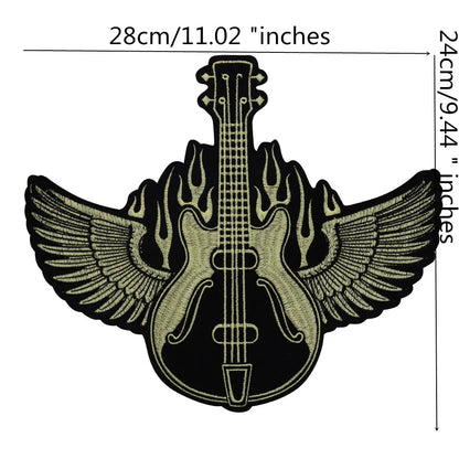 Large-Size Winged Skull Angel Biker Motorcycle Embroidered Patch Appliques Iron on Patches Badge Clothes Sewing